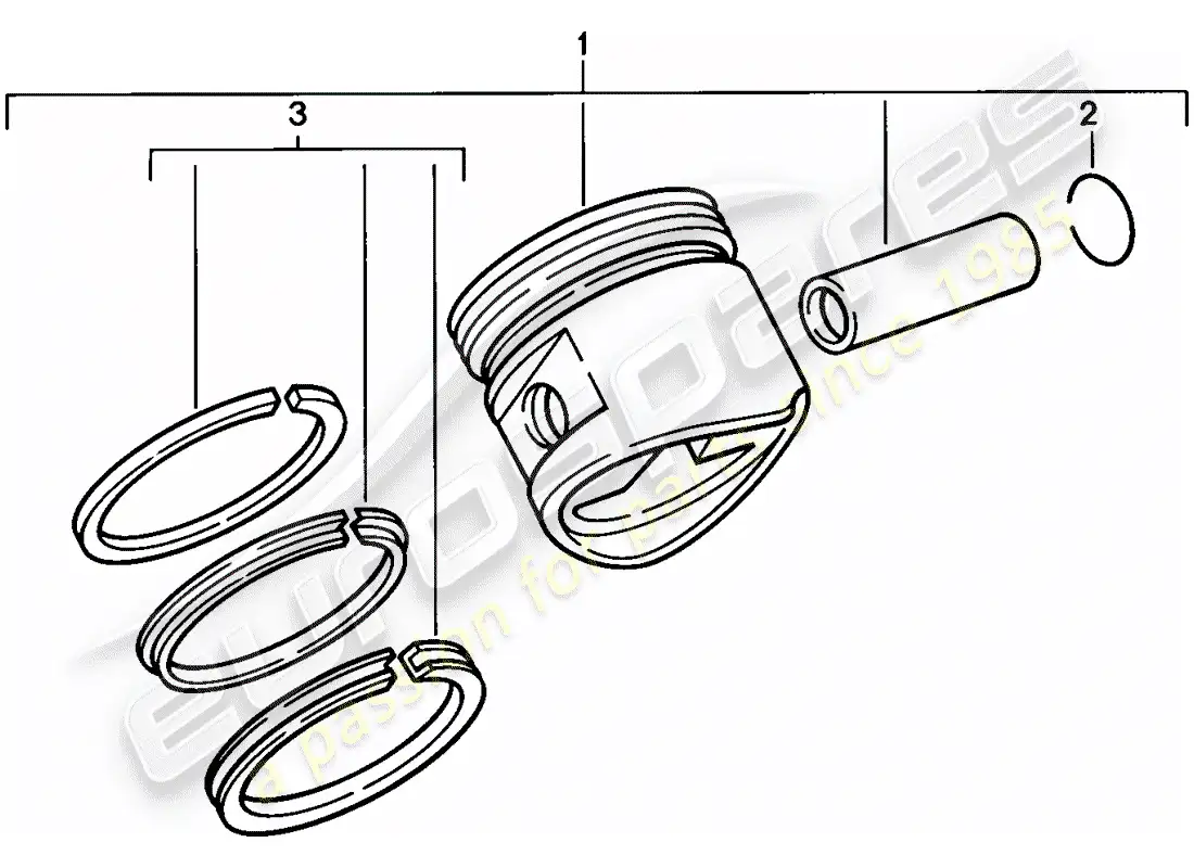 porsche 1988 (924s) pistón - aro de pistón diagrama de piezas