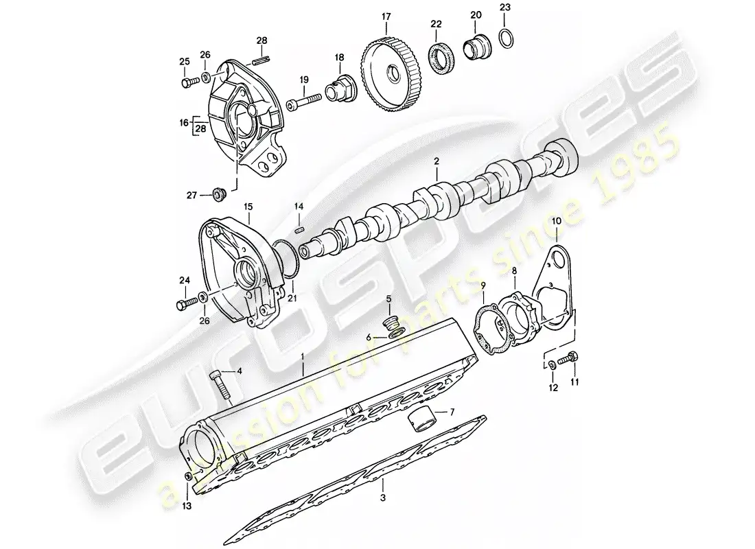 porsche 1986 (944) caja del árbol de levas - - árbol de levas diagrama de piezas