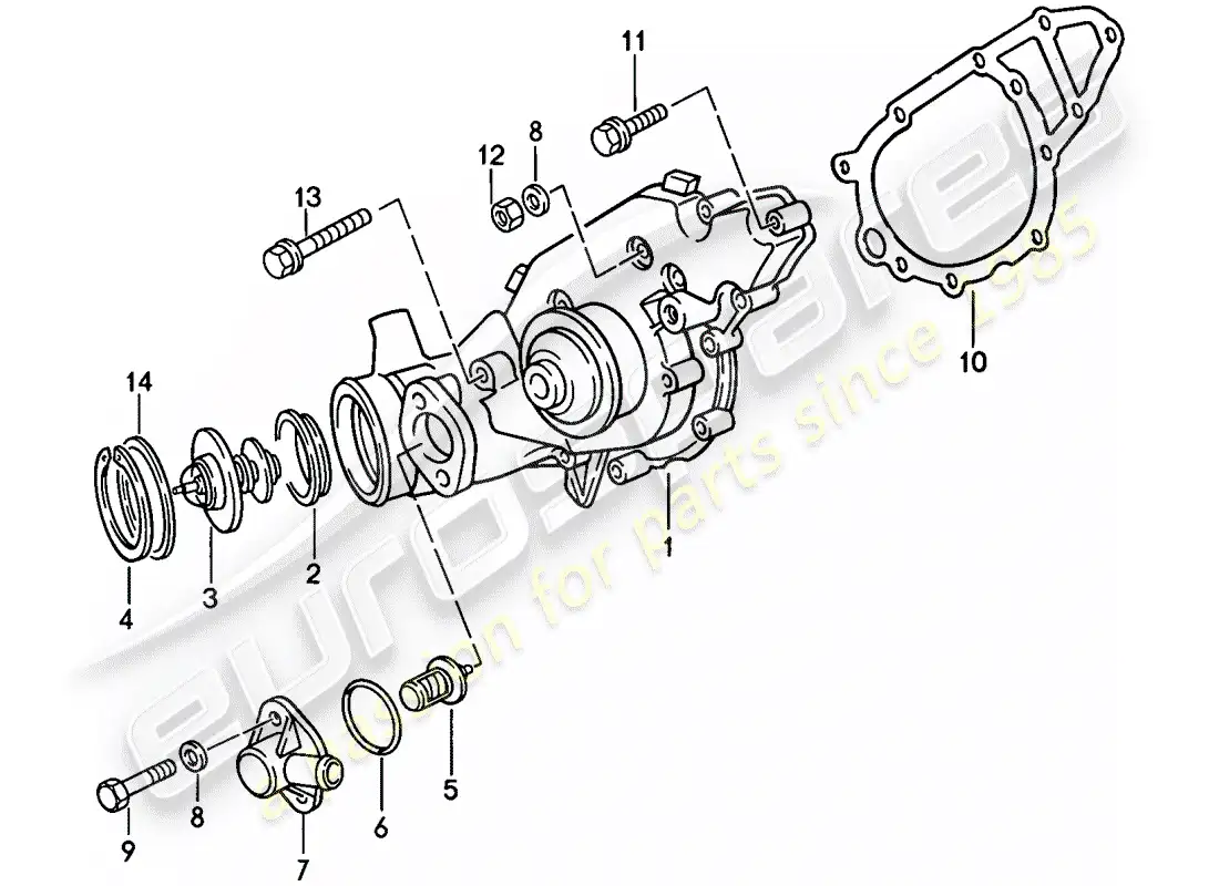 porsche 1986 (944) bomba de agua diagrama de piezas