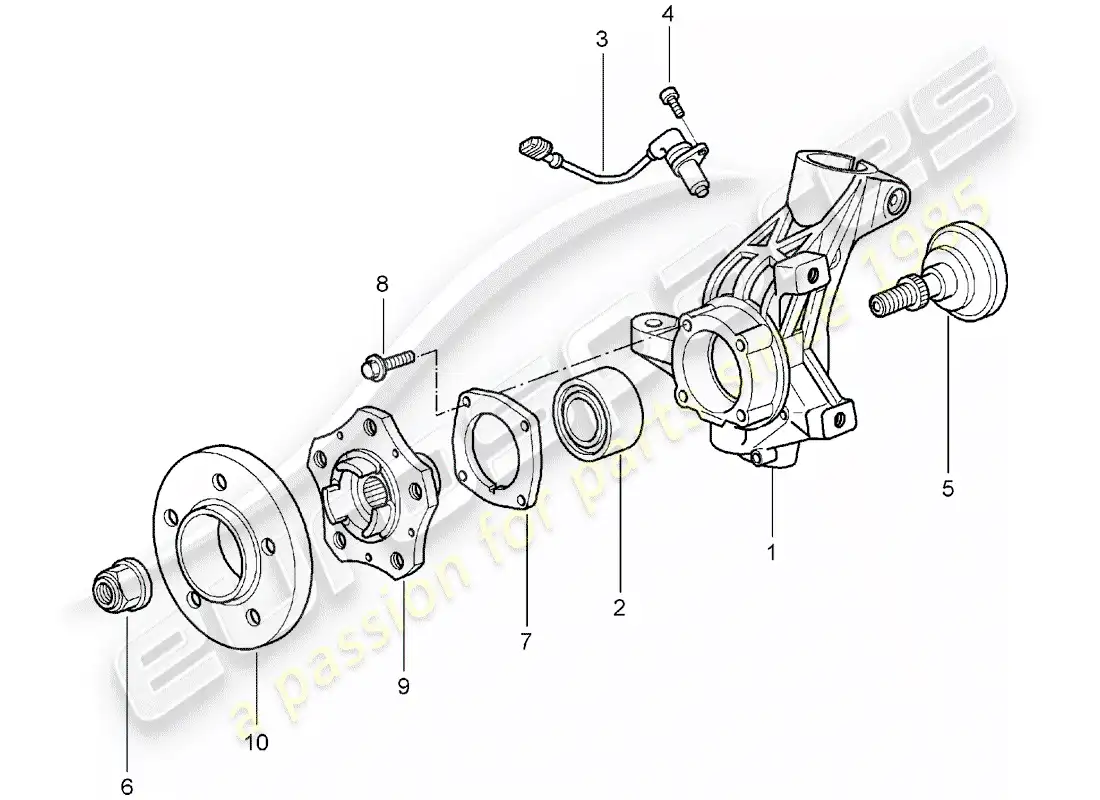 porsche 2007 (997-1) portador de ruedas diagrama de piezas