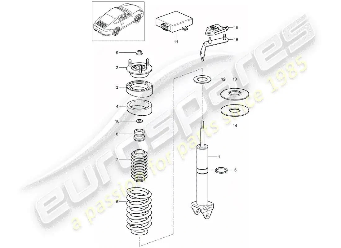 porsche 2009 (997-2) amortiguador diagrama de piezas