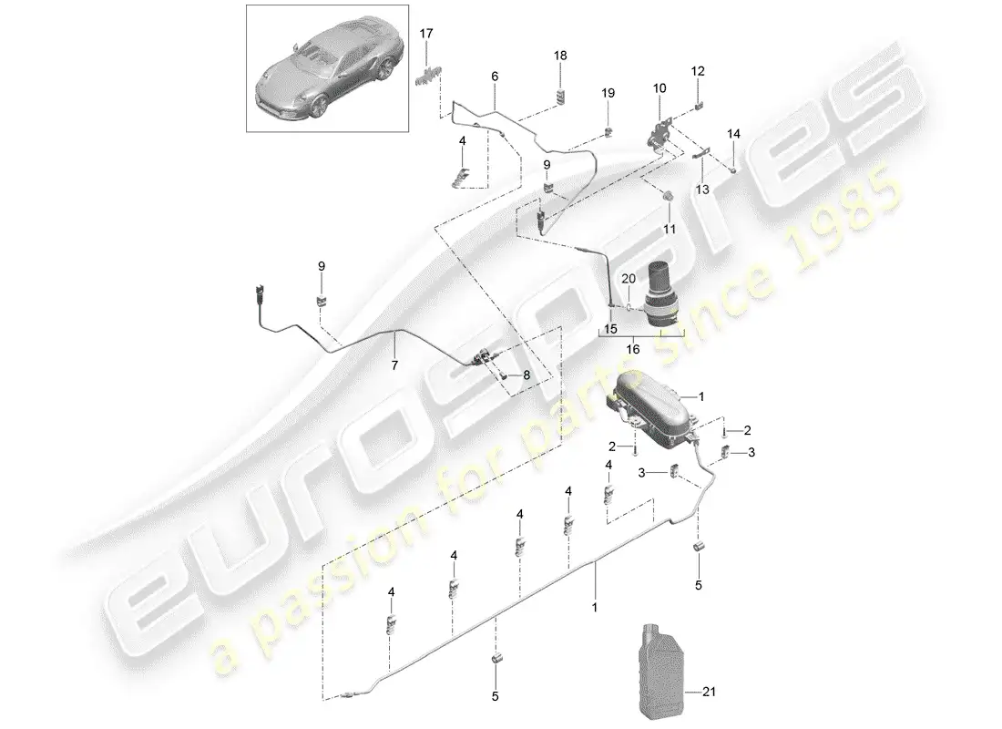 porsche 2015 (991-1 turbo) sistema autonivelante diagrama de piezas