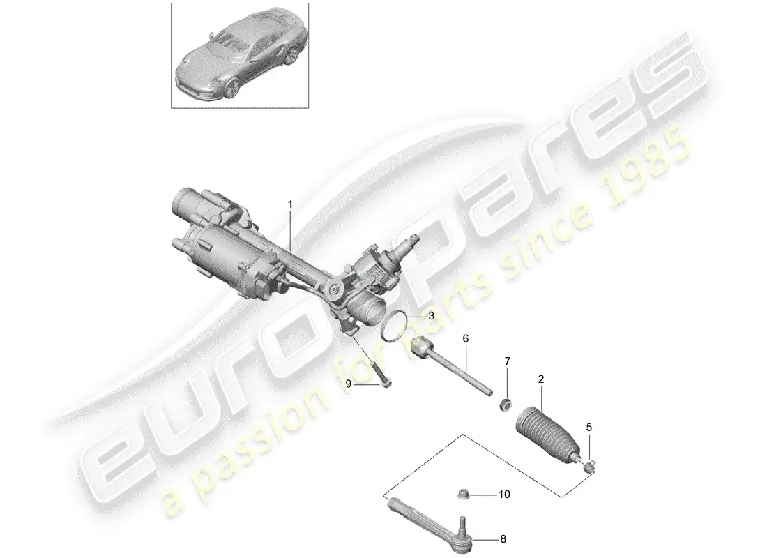 porsche 2015 (991-1 turbo) aparato de gobierno diagrama de piezas