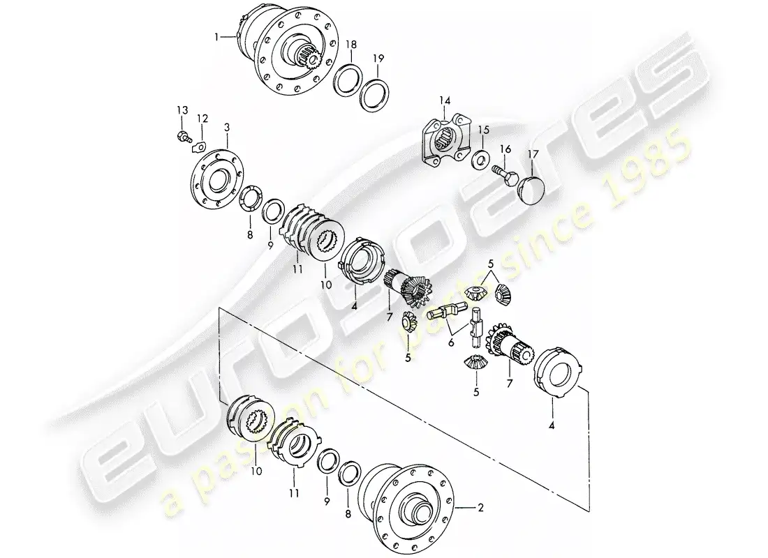 porsche 1966 (911/912) diferencial de deslizamiento limitado - d >> - mj 1968 diagrama de piezas