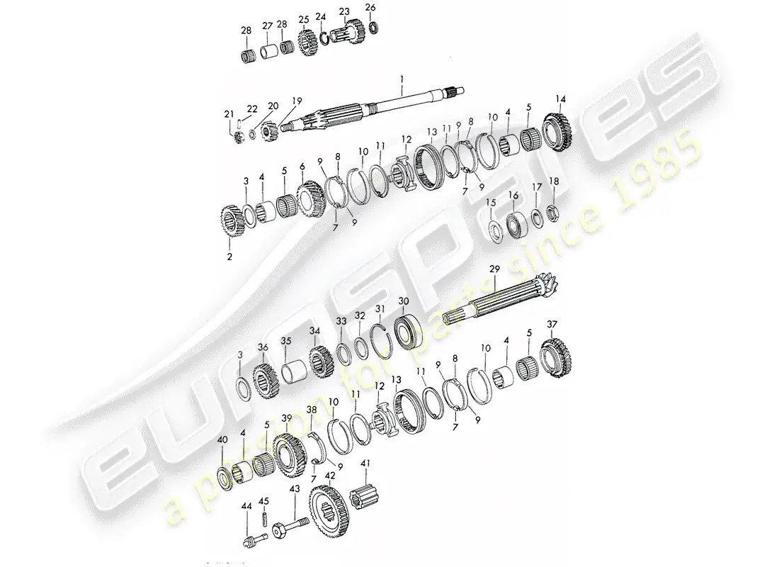 porsche 1966 (911/912) engranajes y ejes - sportomatic diagrama de piezas