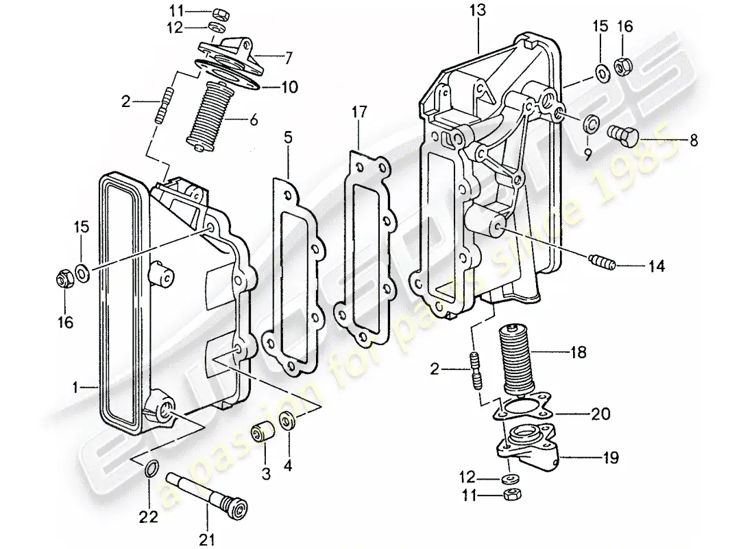 porsche 1987 (959) caja de cadena diagrama de piezas