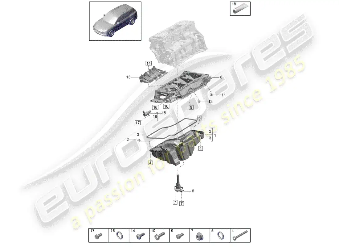porsche 2020 (cayenne e3 9ya/9yb) oil-conducting housing diagrama de piezas