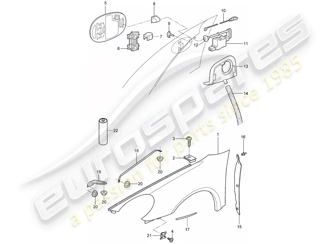 porsche 2007 (987 boxster) defensa diagrama de piezas