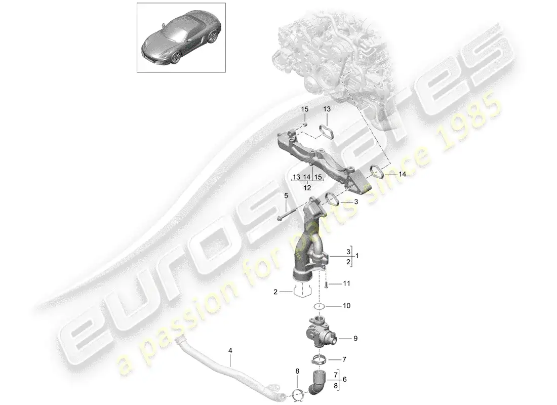 porsche 2014 (981 boxster) submarco diagrama de piezas