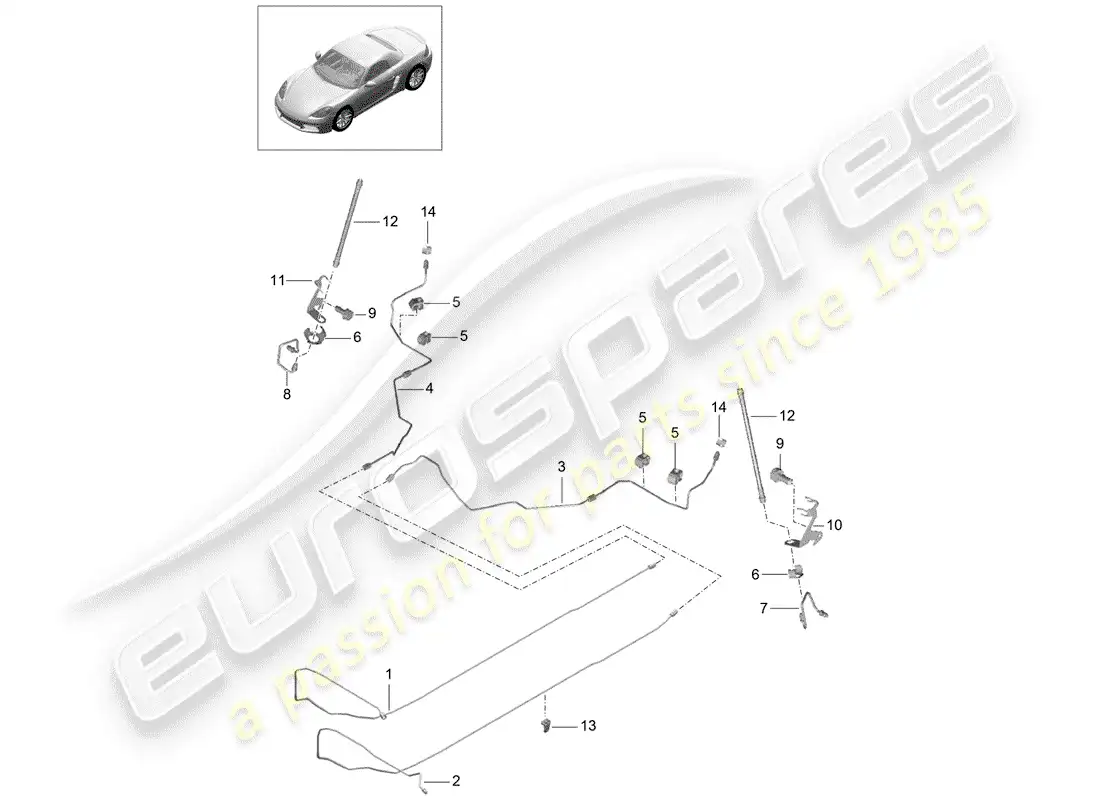 porsche 2018 (718 boxster) línea de freno diagrama de piezas