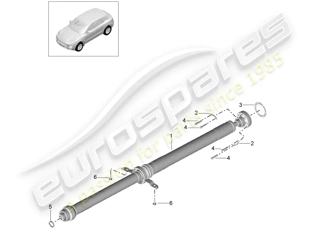 porsche 2016 (macan) árbol de transmisión diagrama de piezas