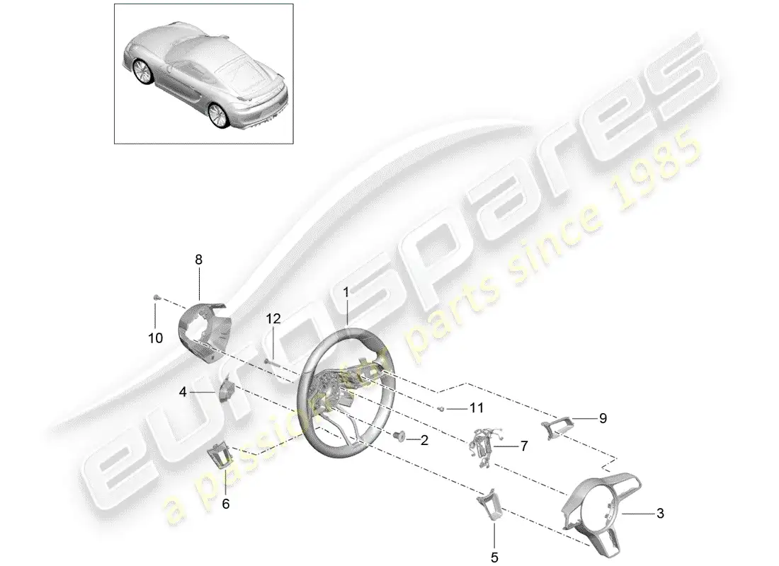 porsche 2016 (981 cayman gt4) volantes diagrama de piezas