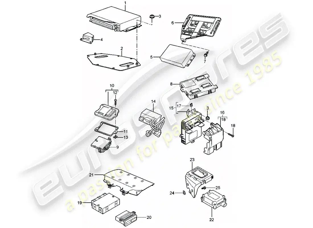 porsche 2008 (987 boxster) unidades de control diagrama de piezas