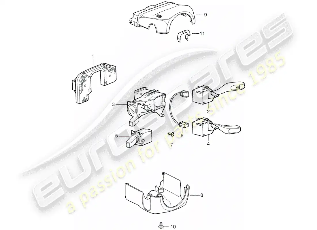 porsche 2009 997-2 turbo / gt2 interruptor de la columna de dirección diagrama de piezas