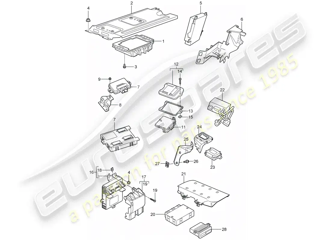porsche 2009 997-2 turbo / gt2 unidades de control diagrama de piezas