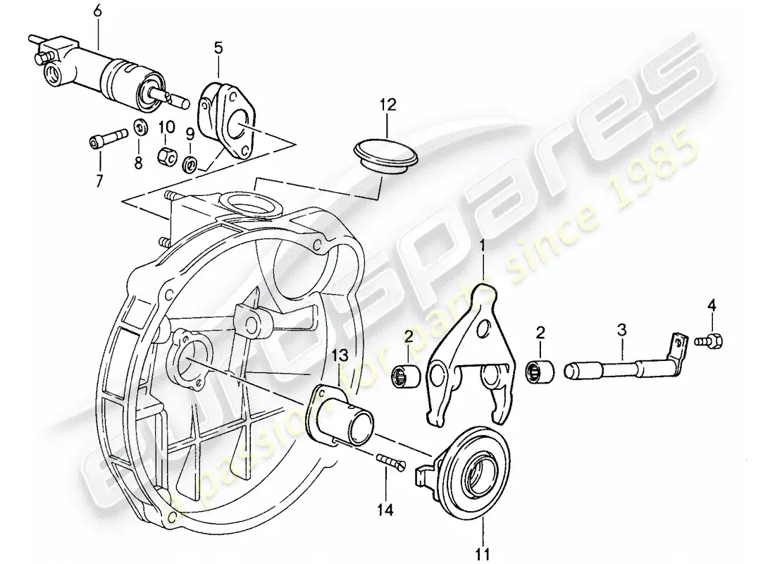 porsche 1988 (959) liberación del embrague diagrama de piezas