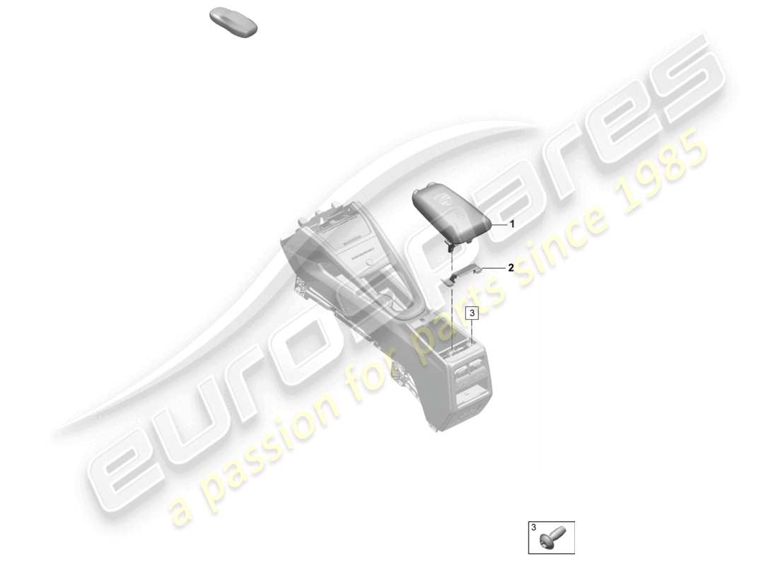 porsche 2025 (macan-e) centre console armrest porsche crest diagrama de piezas