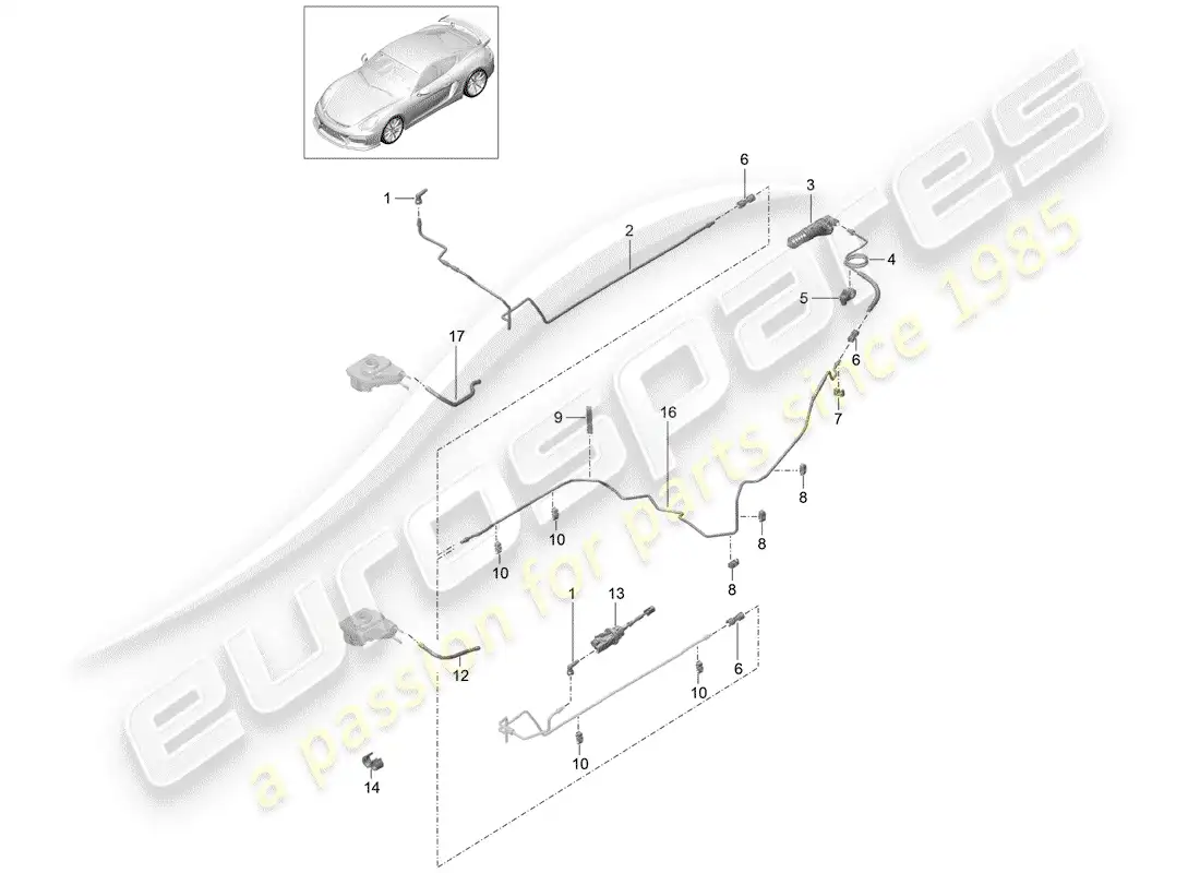 porsche 2016 (981 cayman gt4) actuación del embrague diagrama de piezas