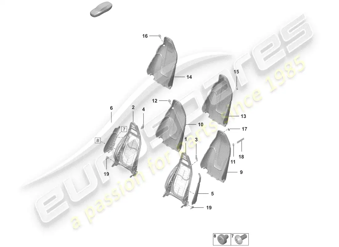 porsche 2020 (992-1) marco - respaldo diagrama de piezas