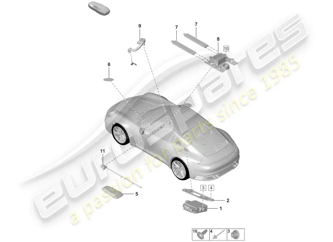 porsche 2019 (992-1) piezas individuales diagrama de piezas