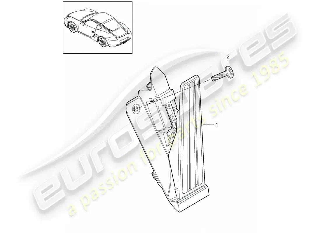 porsche 2011 (987 cayman) pedales diagrama de piezas