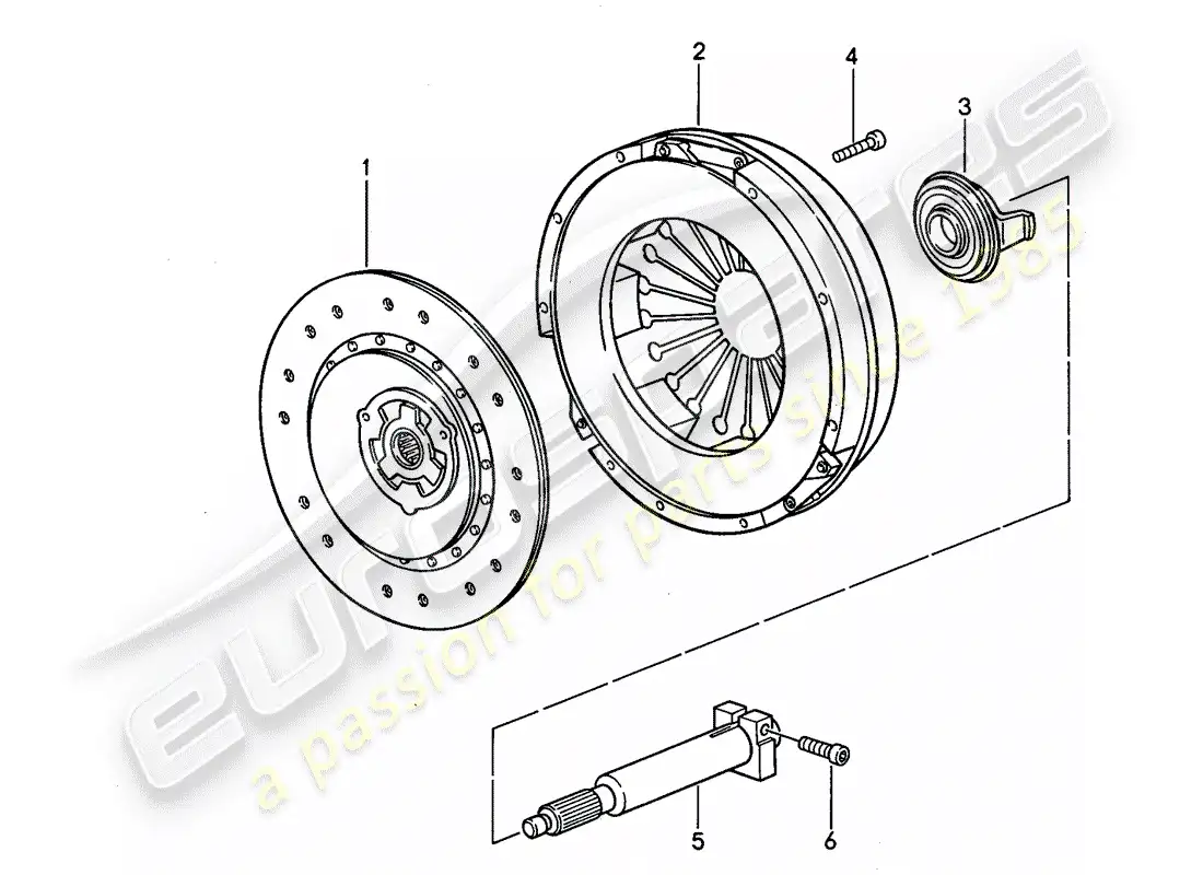 porsche 1992 (968) caja de cambios manual - embrague diagrama de piezas