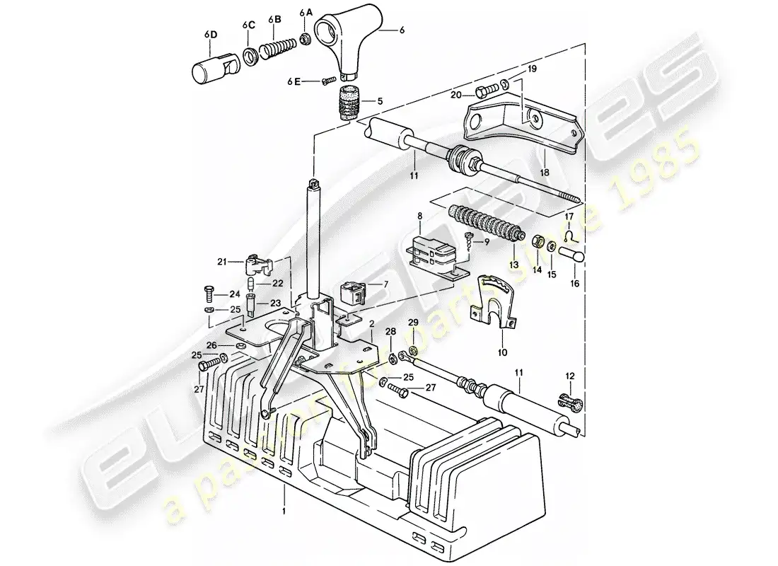 porsche 1987 (944) actuador - para - transmisión automática diagrama de piezas