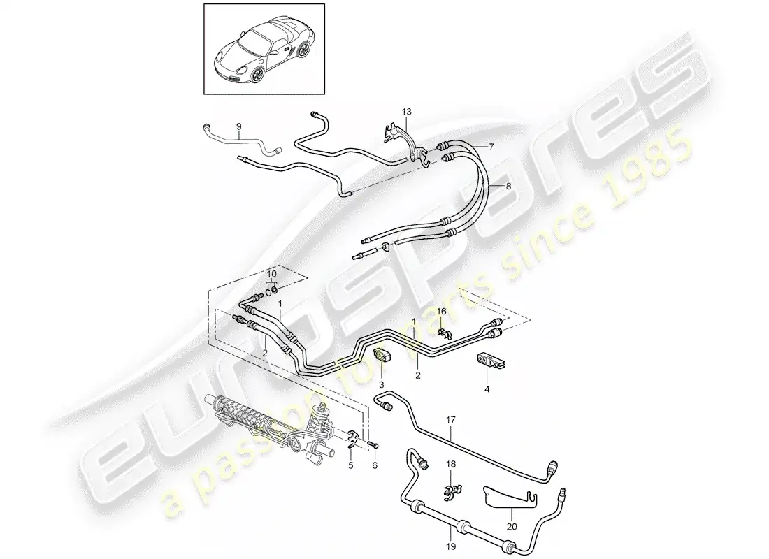 porsche 2011 (987 boxster) dirección asistida diagrama de piezas