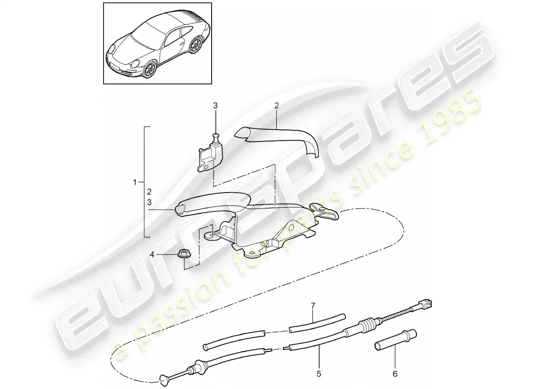 porsche 2009 (997-2) freno de mano diagrama de piezas
