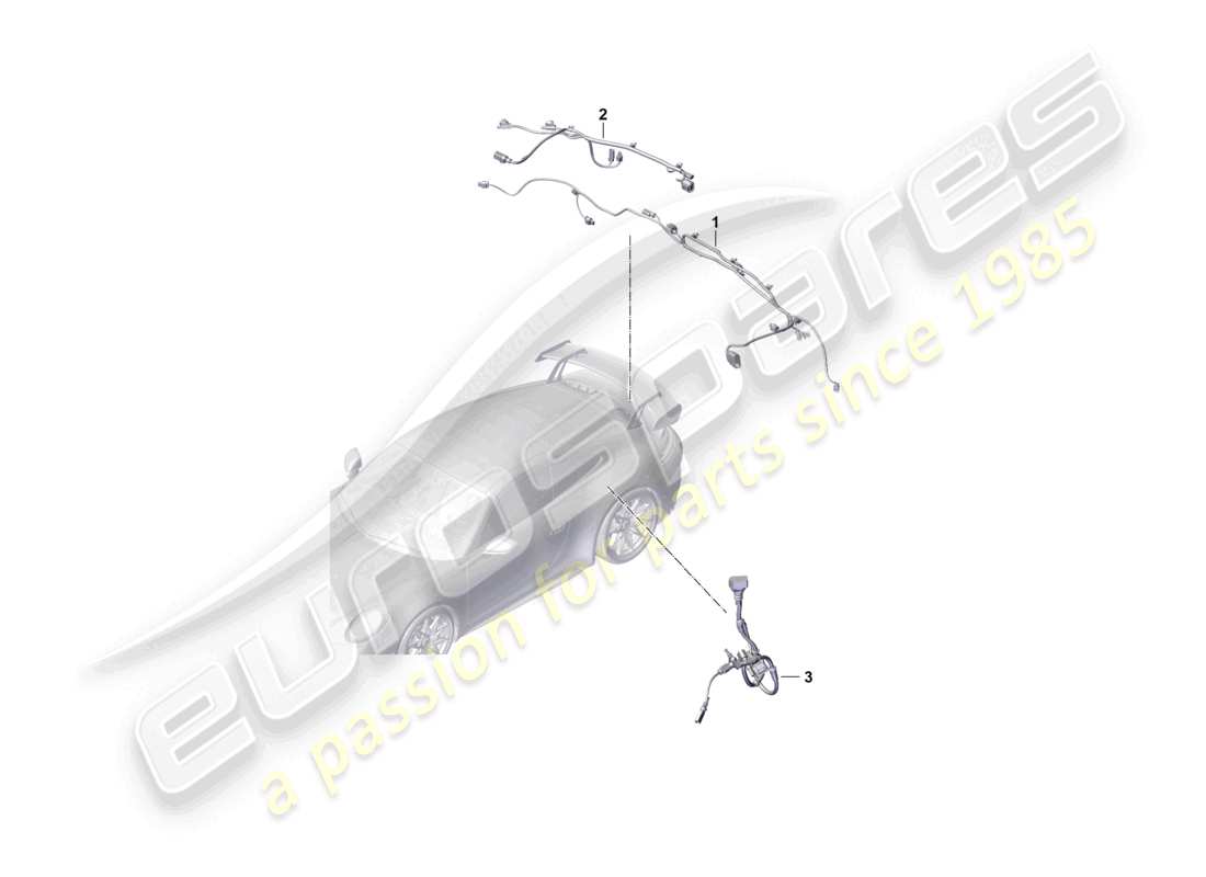 porsche 2025 (992-2 gt3) conjunto de cables arnés de cableado trasero para sistema de frenos antibloqueo -abs- diagrama de piezas