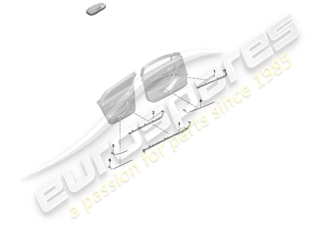 porsche 2025 (panamera 976) diagrama de piezas de lámpara para iluminación de ambiente de puertas