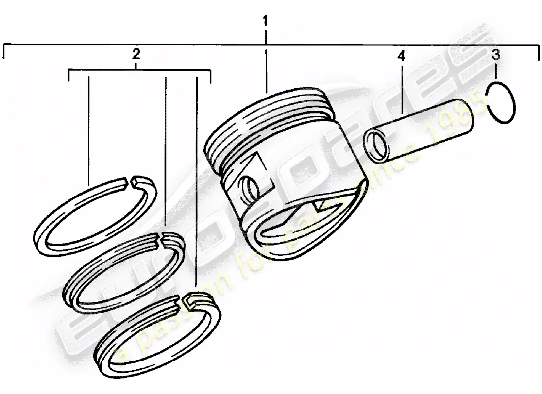 porsche 1984 (924) pistón - aros de pistón diagrama de piezas