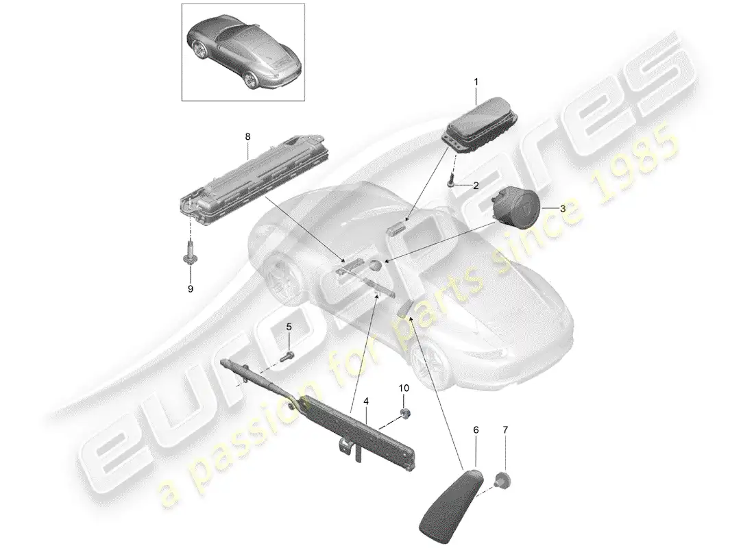 porsche 2014 (991-1) bolsa de aire diagrama de piezas