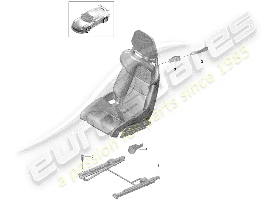 porsche 2018 (991-2 r/gt3/rs) asiento diagrama de piezas