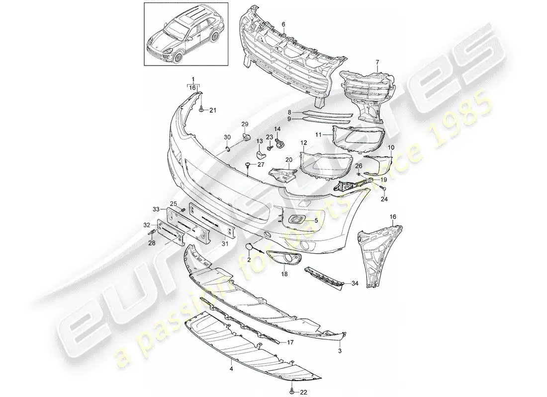 porsche 2016 (cayenne e2 92a) recubrimiento diagrama de piezas