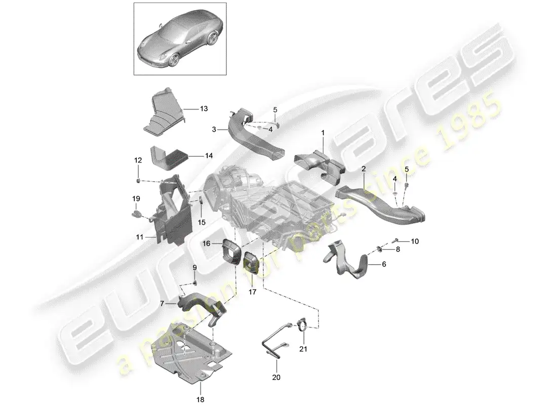porsche 2014 (991-1) ducto de aire diagrama de piezas