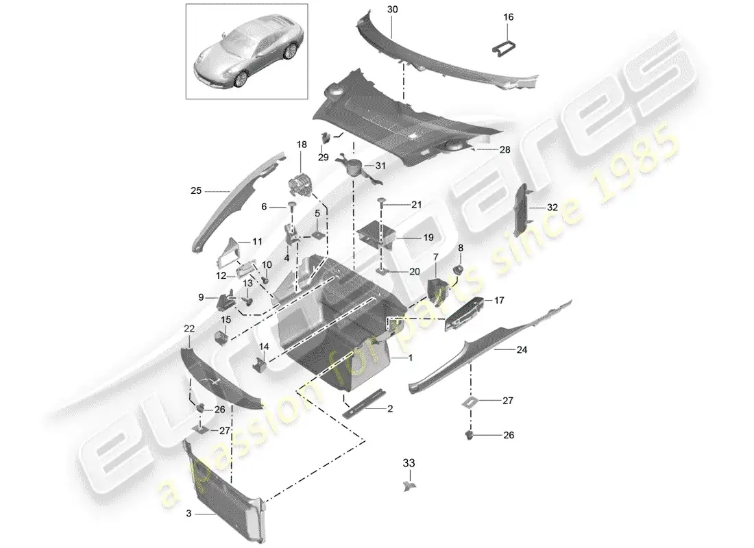 porsche 2020 (991-2) forro de bota diagrama de piezas