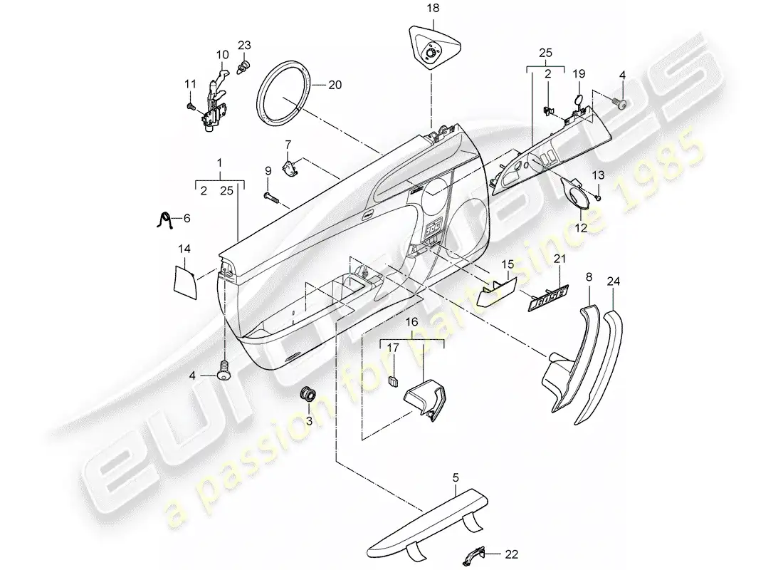 porsche 2010 (997-2) panel de la puerta diagrama de piezas