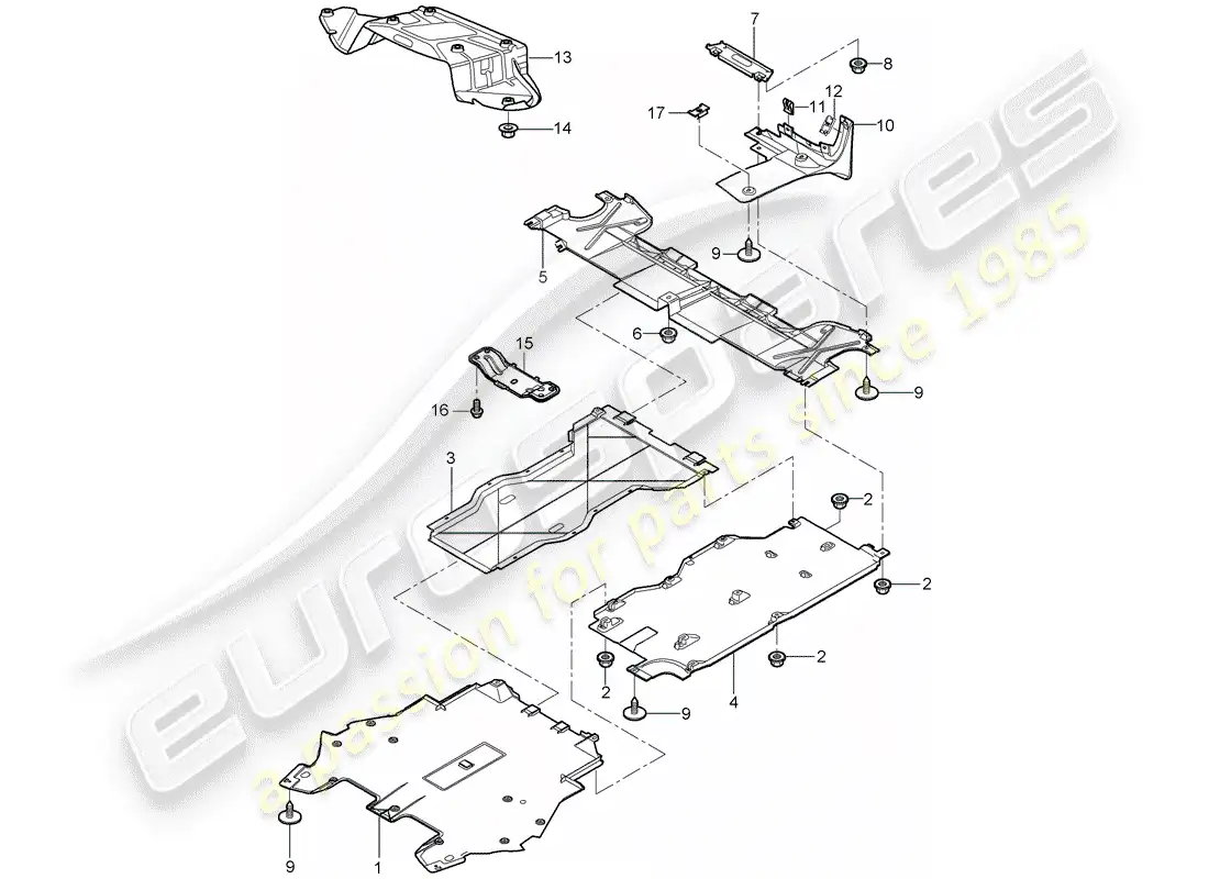 porsche 2007 (987 boxster) adornos diagrama de piezas