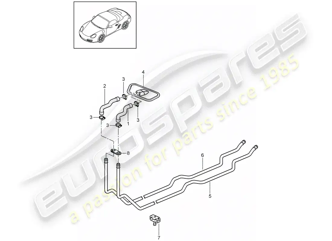 porsche 2011 (987 boxster) sistema de calefacción 1 diagrama de piezas