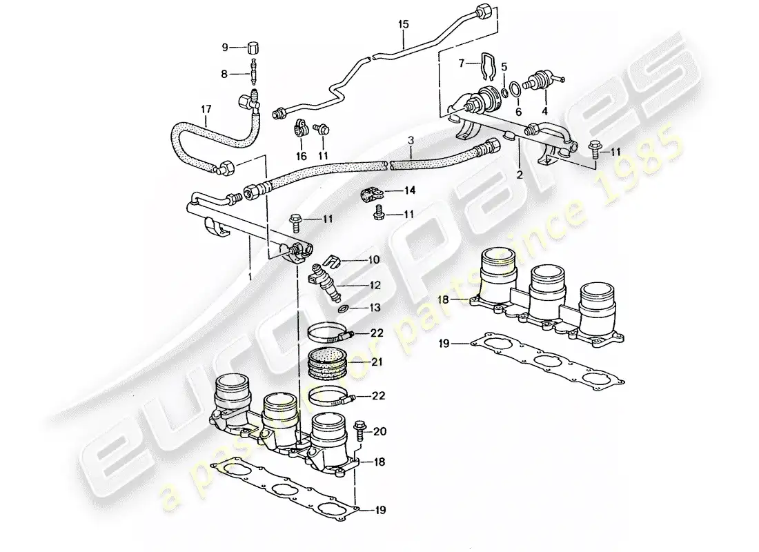 porsche 2002 (996 gt3) tubo de recogida de combustible diagrama de piezas