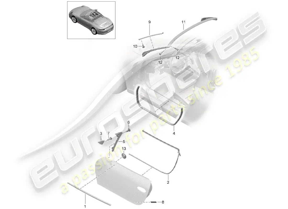 porsche 2014 (991-1) junta de la puerta diagrama de piezas