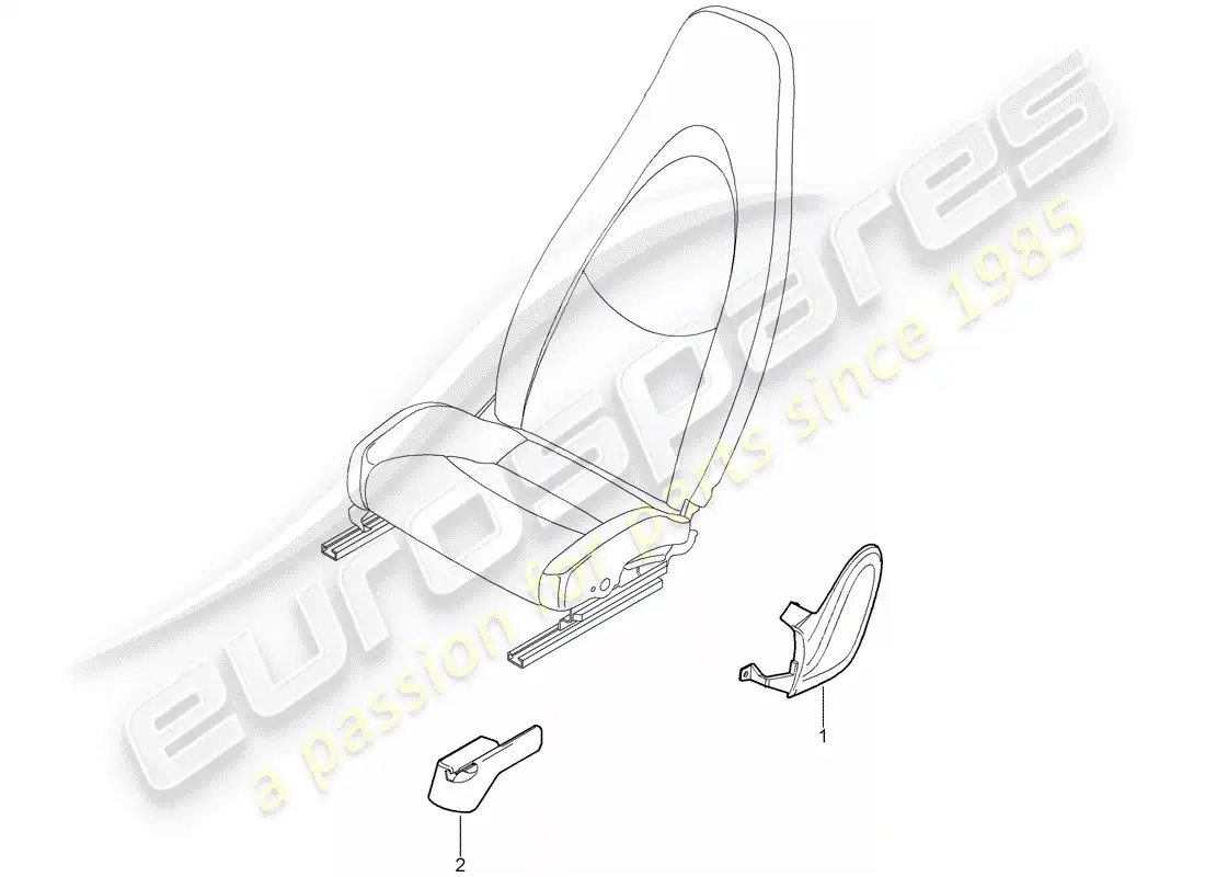 porsche 2008 (987 boxster) asiento delantero diagrama de piezas
