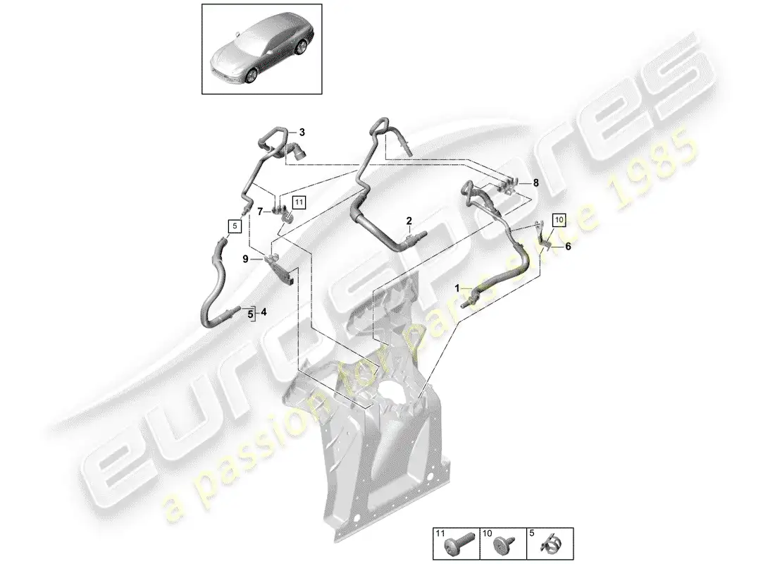 porsche 2017 (panamera 971-1) línea de combustible diagrama de piezas