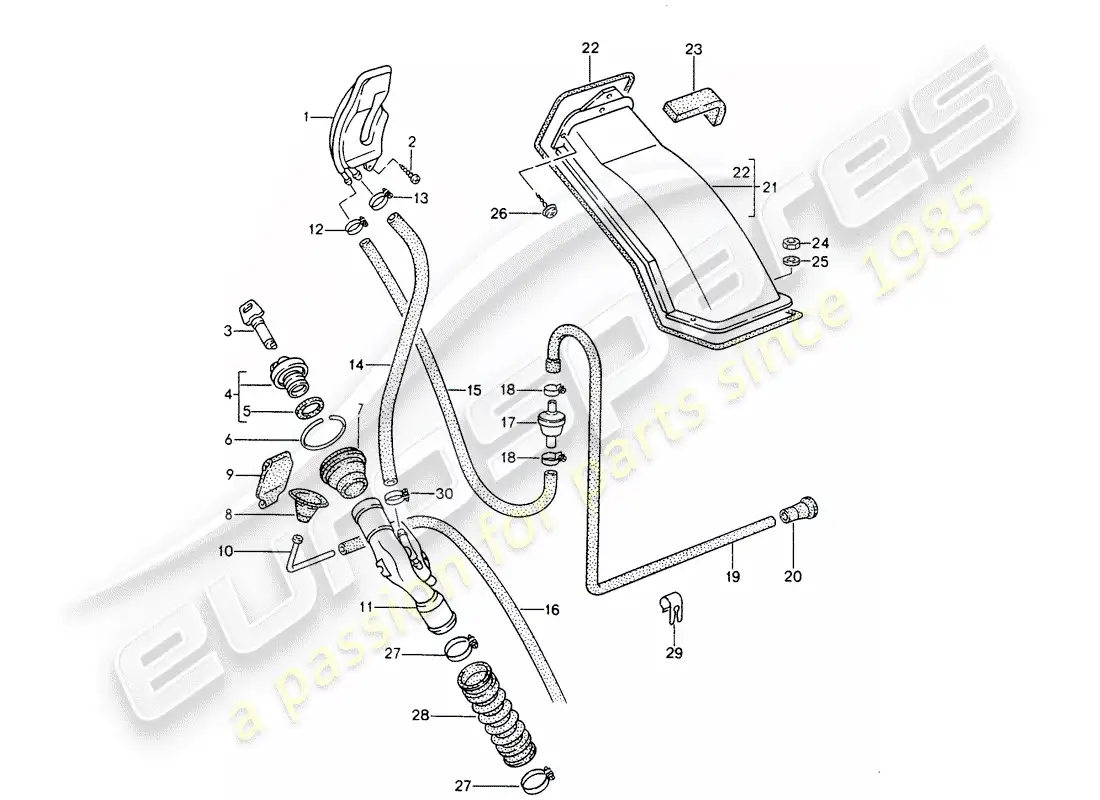 porsche 1992 (968) relleno de cuello diagrama de piezas