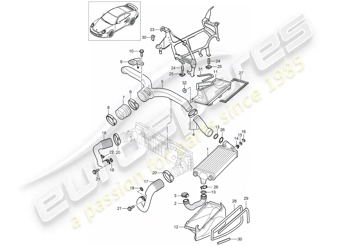 porsche 2009 997-2 turbo / gt2 turbocargación diagrama de piezas