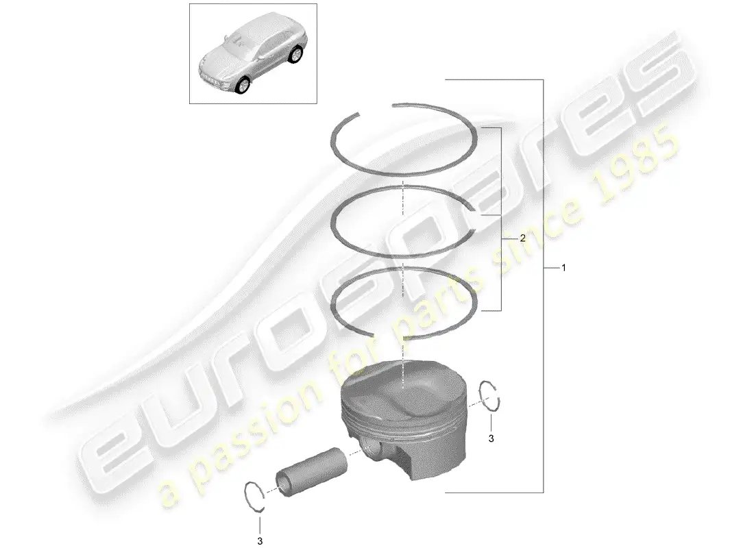 porsche 2016 (macan) pistón diagrama de piezas