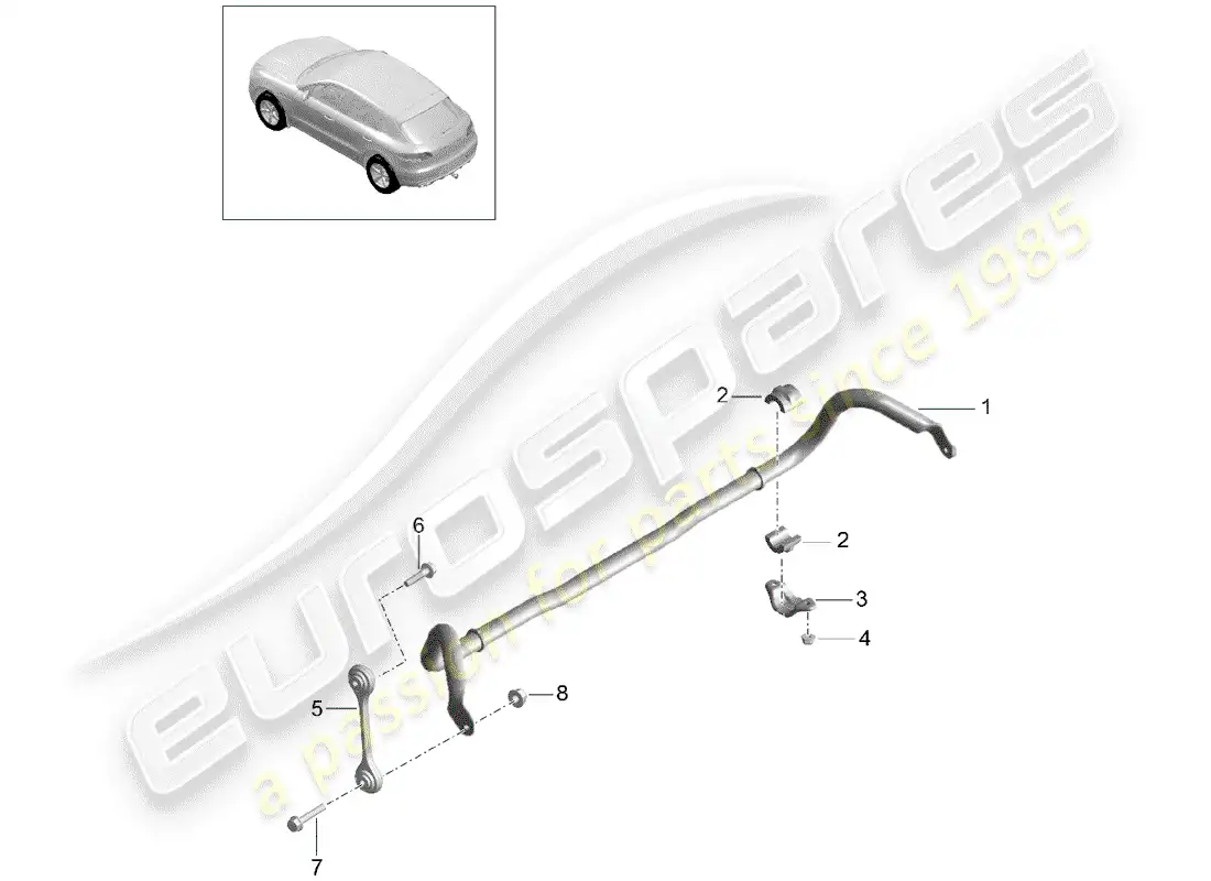 porsche 2015 (macan) estabilizador diagrama de piezas