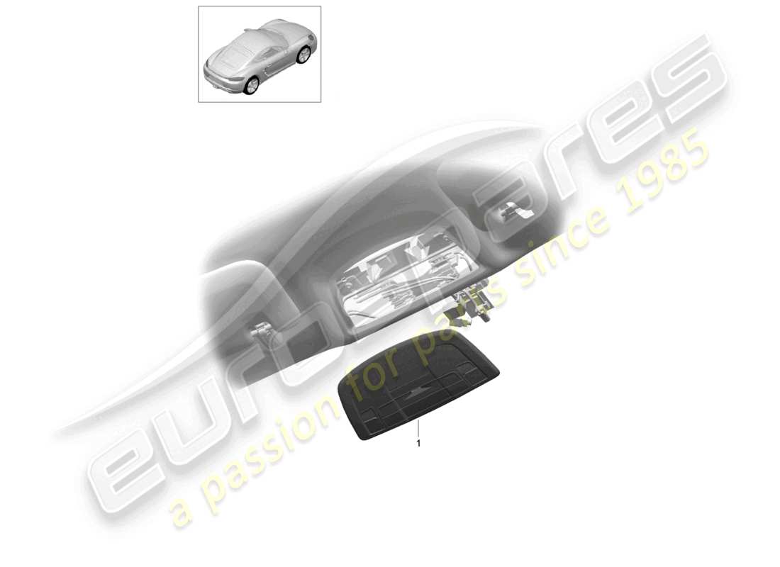 porsche 2022 (718 cayman) diagrama de piezas del techo de la consola del cupé
