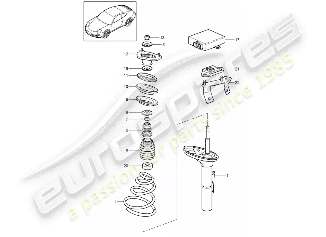 porsche 2011 (997-2) suspensión diagrama de piezas